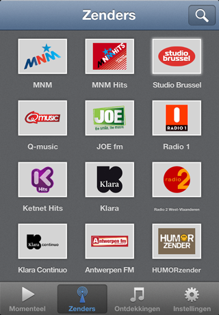 radio Belgium iOS app Zenders